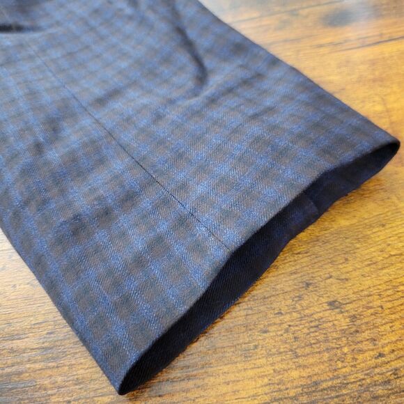 Daniel Hechter Paris 42L Wool Polyester Viscose Navy Blue Plaid Two-Button Front - Picture 7 of 12